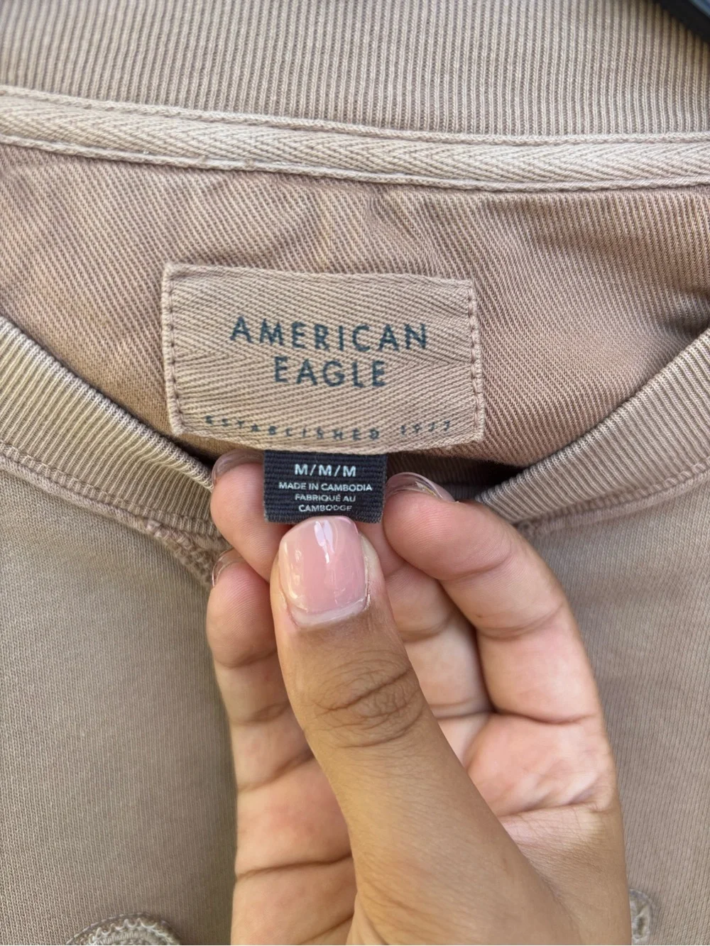 EUC American Eagle Outfitters Beige Logo Crewneck Sweatshirt